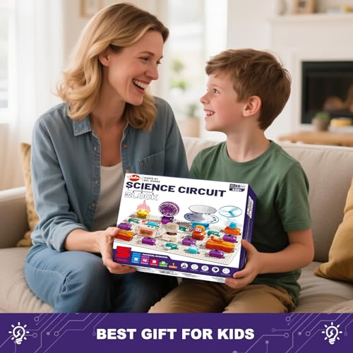 VATOS Science Circuit for Kids Ages 6-12, 68PCS Electronics Building Kit with 450+ STEM Projects, Rotational Imaging, Sound Recording & Playback, Dual Power STEM Educational Toys for Boys Girls