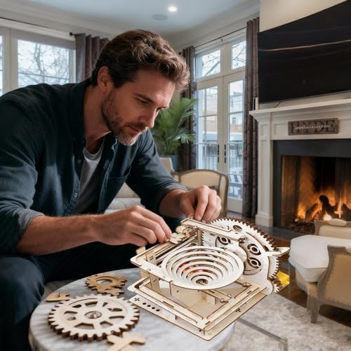3D Puzzle Marble Run for Adults Wooden Mode Kits Wood Engineering Project - style: Spiral track
