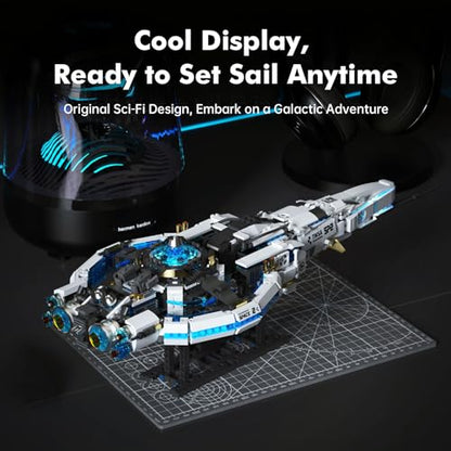 Sosuy Spaceship Building Blocks Set, LED Starship STEM Toys for Boys 8+, Galaxy Comet Space Shuttle Ship with Display Stand, Educational Birthday for Boys, Kids, Teens, Adults - style: Galaxy Comet