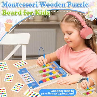 3 4 5 Year Old Boy Birthday Gift, Kids Magnetic Color Matching Puzzle Board - color: Ice Cream