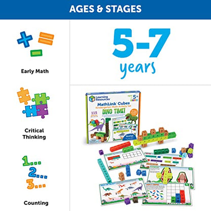 Learning Resources MathLink Cubes Activity Set: Dino Time - style: Dino Time