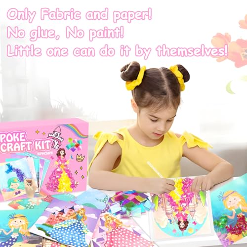 Poke-in Fun Art Fabric Craft,Magical Princesses Kits,Arts and Crafts for Kids,Mess Free Kids'Paper Craft Kits,Art Activity Birthday Ideas for Children,Toys for Girls &Boys Ages 4-10+ - style: Princess