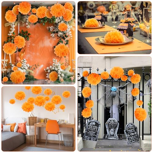 Gejoy 20 Pcs Giant Tissue Paper Flowers Orange Large 3D Wall Backdrop - color: Orange Colors