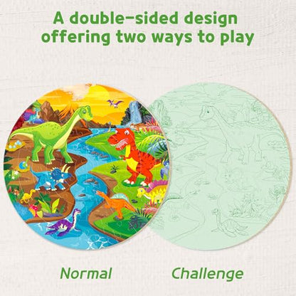 SYNARRY Dinosaur Floor Puzzles for Kids Ages 4-6, Large 70-Piece - style: Dinosaur