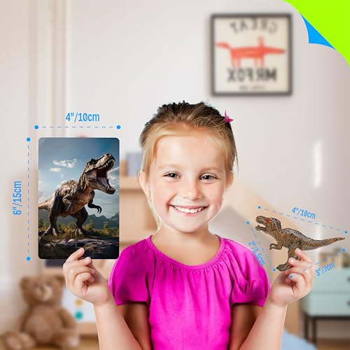 12 PCS Dinosaur Figurines with 12 Introducing Flashcards, Portable Dinosaur Figurines Montessori Toys Science Educational Matching Game for Homeschool Preschool Toddler Kids - style: Dinosaur set (including card)