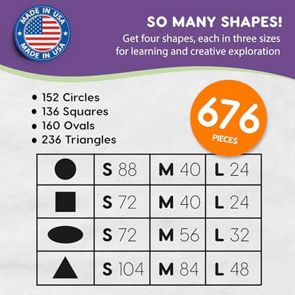 Circle Square Oval Triangle Cutouts, Neon, 676 Piece, Classroom Decor - color: Neon - Circle, Triangle, Square, Oval