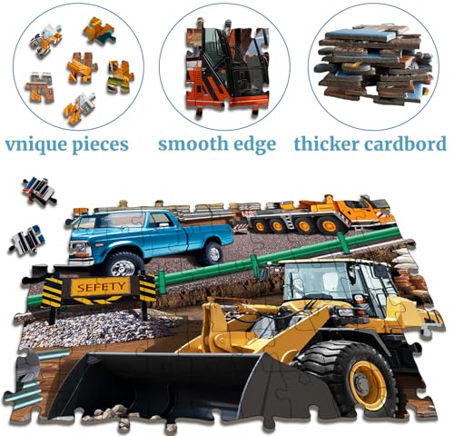 Puzzles for Kids Ages 6-8 8-10 -200 Piece Puzzles Construction Site Puzzle - color: Engineering Vehicle