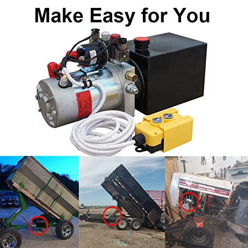 DC HOUSE Trailer Pump 4 Quart 12V Electric Hydraulic Power Double Acting Power-Up Supply Unit for Dump Truck(4 Quart Double Acting) - size: 4 Quart Double