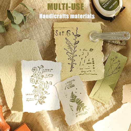 30 Pcs Handmade A5 Textured Scrapbook Paper and Mesh, Junk Journal Supplies