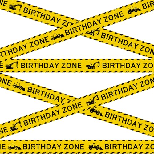 Nuanchu 2 Rolls 3''x98 Ft Birthday Zone Construction Party Tape Decoration - style: Birthday Zone