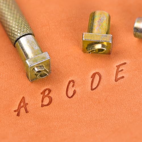 BESTNULE 37pcs 1/4“/6mm Leather Stamping Tool, Stamping Tool Set, 26PCS Capital Letter+ 10pcs Symbols+ 1 Handle for Leather Craft - color: 6mm(37pcs)-2