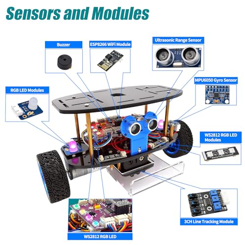 Adeept Self-Balancing Robot Car Kit(Compatible with Arduino IDE), STEM Projects Kit, Robotics & Engineering Kit, Programming Set, Line Tracking, Ultrasonic Sensor, IR Wireless Remote Control