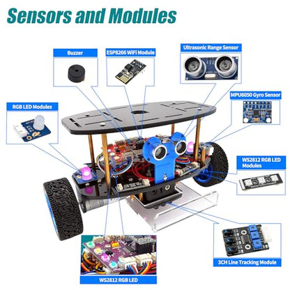 Adeept Self-Balancing Robot Car Kit(Compatible with Arduino IDE), STEM Projects Kit, Robotics & Engineering Kit, Programming Set, Line Tracking, Ultrasonic Sensor, IR Wireless Remote Control