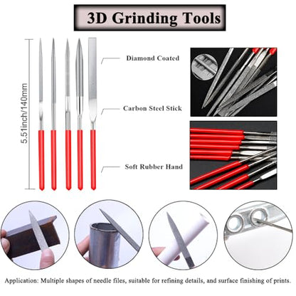 54PCS 3D Printer Tool Kit with Files, Deburring Tool and Electric Polisher - color: Blue 54pcs