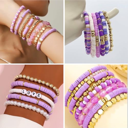 4000pcs Dark Purple Clay Beads,6mm Heishi Bead Polymer Flat Round Disc Bulk Beads for Jewelry Making,DIY Friendship Bracelet and Necklace Craft - color: Dark Purple
