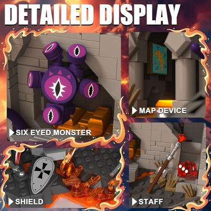 Dragon Castle Building Sets with Dice Tower Medieval Castle Building Blocks Sets Dice Rolling Tower Castle Model Kits Toys Gift for Adults Teens 919 PCS - color: Dragon Castle