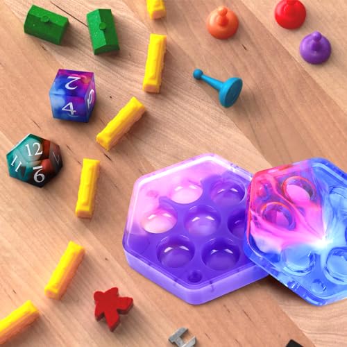 KISREL Dice Resin Molds, DND Dice Set and Organizer Box Epoxy Resin Mold - size: Dice Resin Molds - 7pcs