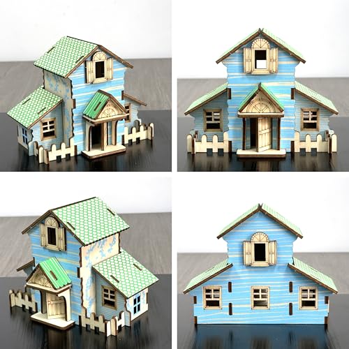 Log Cabin Mini House 3D Wooden Puzzle Model (4-in-1) - color: 4-in-1