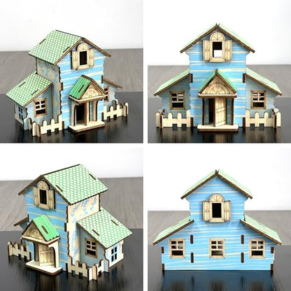 Log Cabin Mini House 3D Wooden Puzzle Model (4-in-1) - color: 4-in-1