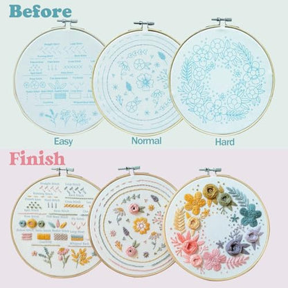 Embroidery Kit for Beginners,Learn 22 Stitches with Instructions & Video - color: 22 Different Stitches