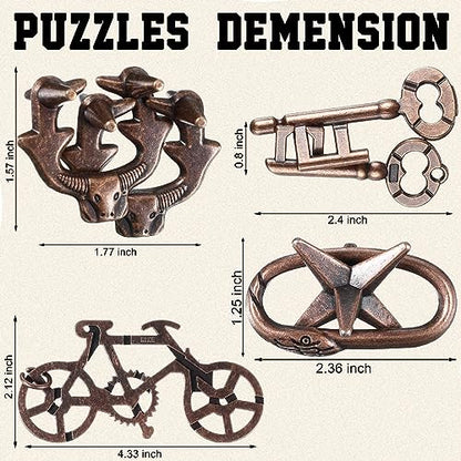 Wettarn 9 Pcs Metal Brain Teasers 3D Steel Puzzle Set, Classic Style - style: Classic Style