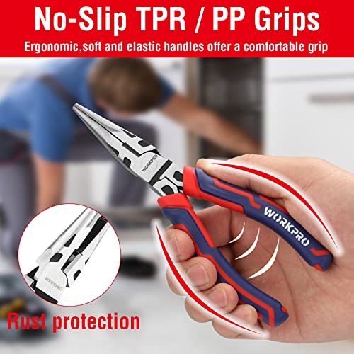 WORKPRO 4-Piece Pliers Set, Premium CR-V Construction Tool Set - color: Red