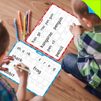 8 Packs Phonemic Awareness Dry Erase Board, Double Sided Dry Erase Board Writable and Erasable Phonics Learning White Board for Kids, Students, Classroom and Home (Each Measures 12” x 9”) - color: Phonemic Awareness