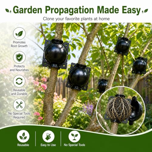 Plant Air Layering Pods for Root Growing, Reusable Propagation Ball Kit with Clear Root Monitoring Design, Easy Install Propagation Cups for Indoor Outdoor Trees and Plants(15Pcs-Small)