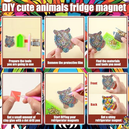 Remuuly 30 Pcs Animal Diamond Painting Magnets Diamond Art Kits for Adults - color: Animal