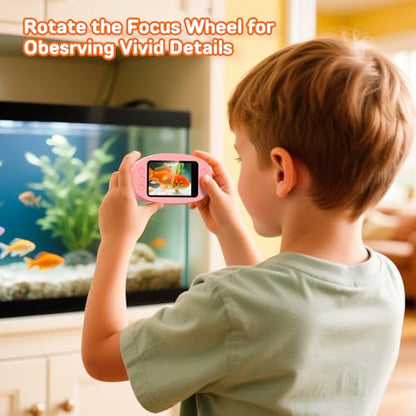 Microscope for Kids with 2.0" IPS Screen Girls Handheld Outdoor Gifts - color: Pink