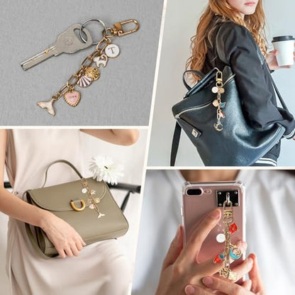 Starry 252Pcs Keychain Making Kit 50 Set Keychain Clips DIY Bag Charm Kit with Extender Chain Bulk 200 Jump Ring for Jewelry Bags Accessories DIY Craft Supplies - style: 50 Set