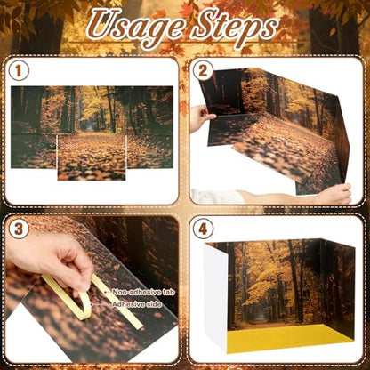 AmazingSpark 2 Set Fall Forest Animals Diorama Box and Fake Grass Decor, Woodland Figures Diorama Project Supplies Set, Cardboard Display Case Kit with Double Sided Tapes for DIY Crafts - style: Fall