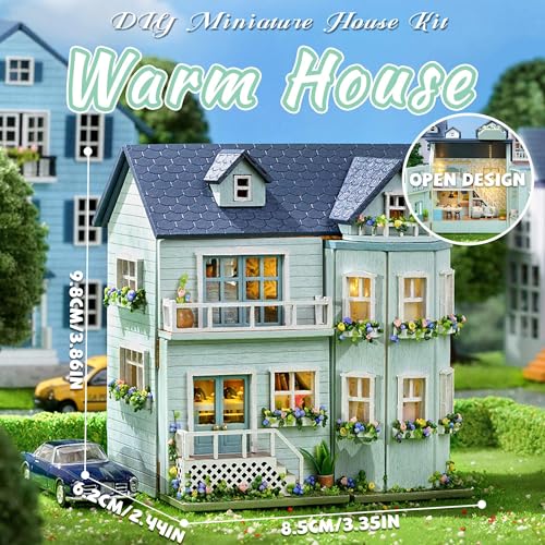Flever Dollhouse Miniature DIY House Kit Creative Room with Furniture for Romantic Valentine's Gift (Warm House) - color: Warm House