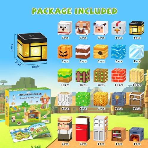 Magnetic Blocks,Birthday Gift Toys for 3 4 5 6 7 8 Year Old Boys & Girls, - color: Village World
