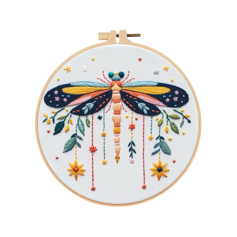 Huacan 4 Set Christmas Embroidery Kit Beginner Hand Embroidery Set for Home Decor, Includes Fabric Hoop (Beauty) - style: Beauty