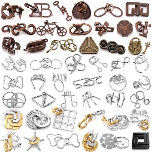 48 Pcs Metal Brain Teaser Puzzles Set for Adults, Fashionable - style: Fashionable