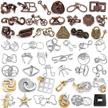 48 Pcs Metal Brain Teaser Puzzles Set for Adults, Fashionable - style: Fashionable