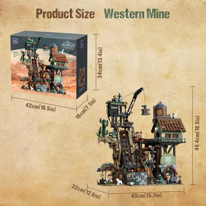 PANTASY GBC Gold Rush Mining Building Set for Adults, Wild West Gold Mine