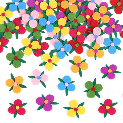 Naler 120pcs Three-Petals Felt Flowers for Crafts, 1.3x1.1 Fabric Flowers