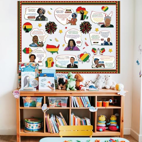 gisgfim Black History Month Bulletin Board Decoration Set African American Inspirational Borders Cutouts for Classroom School Bulletin Board Craft Home Wall(Black History Month) - style: Black History Month