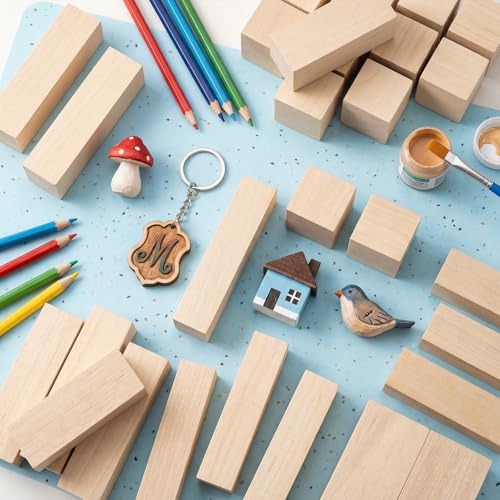 40 PCS Basswood Carving Blocks, 3 Different Sizes Natural Whittling Wood Blocks, Unfinished Basswood Kit for Beginners Carving, DIY Crafts and Whittling