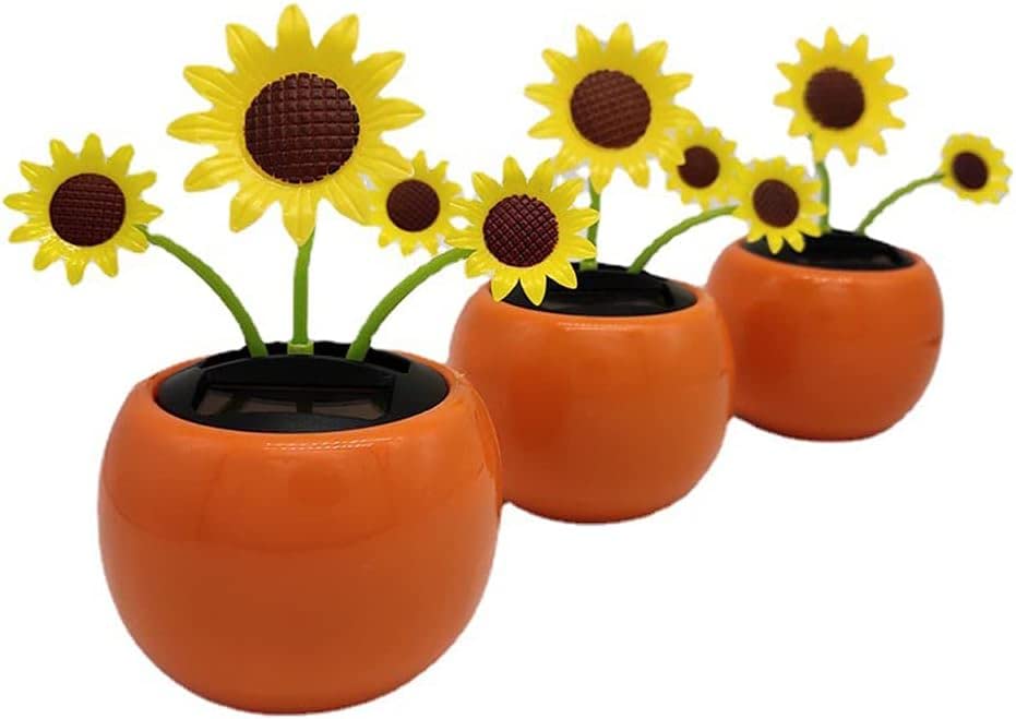 Yellow Solar Powered Dancing Flower, Decoration Gift, Swinging Dancer, No Battery Required, Sunflower Flower Solar Power Kits (Sun Flower)