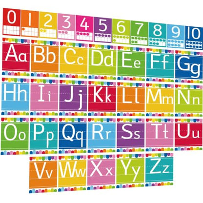 41 Pcs Bright Alphabet for Classroom ABC Posters and 0-10 Number Line Cards Colorful Letters Suitable for English Classroom and Spanish Classroom (English and Spanish ABC Bright) - color: Spanish Abc Bright