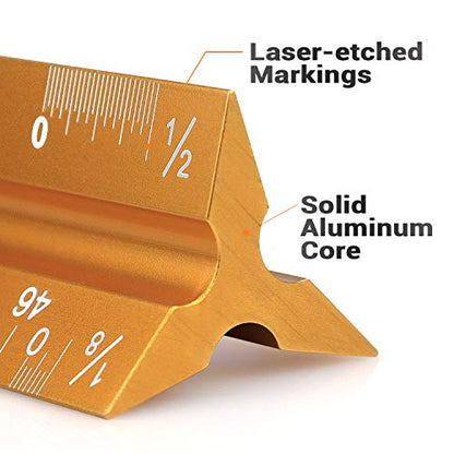 12" Architectural Scale Ruler Aluminum Architect Scale Ruler, Golden - color: Golden