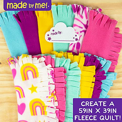 Made By Me Easy-to-Knot Quilt Making by Horizon Group USA, Create a 59” x 39” Fleece Quilt, No Cutting or Sewing Necessary, Includes 20 Fabric Squares & Felt Embellishments, Learn 4 Ways to Knot - style: Quilt (Rainbow)