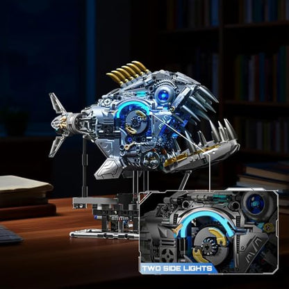 Mechanical Piranha Building Block Kit Hand-Crank Gear Multi-Joint Motion Toy for Boys, Girls, and Hobbyists, Ideal for STEM Classrooms or Gift Giving - color: Mechanical Piranha