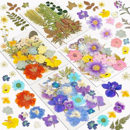 Resiners 100Pcs Dried Flowers, Pressed Flowers for Craft(Retro Style) - color: Blue Petal 100pcs