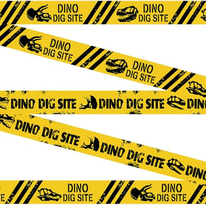 Nuanchu 2 Rolls 3'' x 98 Feet Dino Dig Site Caution Tape Party Decorations - style: Yellow Dino Dig Site Caution