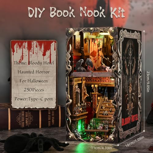 TOYQI Book Nook Kit, DIY Miniature Dollhouse Kit for Adults and Teens - color: Haunted Mansion