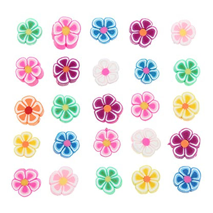 100pcs Mixed Polymer Clay 10mm Spacer Beads for Women Jewelry Making DIY Bracelet Necklace Hair Clip Accessories (Flower) - color: Flower